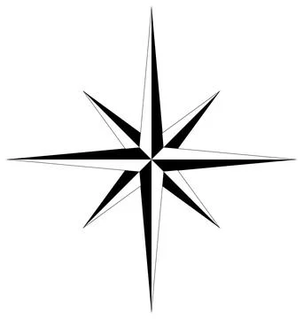 Wind rose or Compass rose vector with eight directions. Stock Illustration