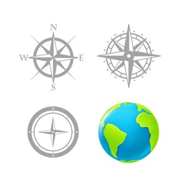 Wind rose scheme and the Earth vector clipart Stock-Illustration