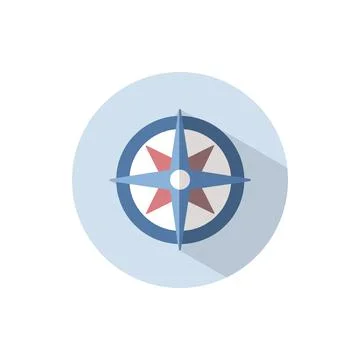 Wind rose sign. Flat icon on a circle. Weather vector illustration Stock Illustration