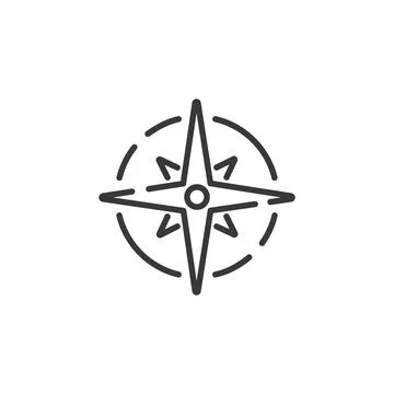 Wind rose sign thin line icon. Isolated weather vector illustration Stock Illustration