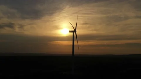 Wind roses that generate energy at sunset Stock Footage 148501645