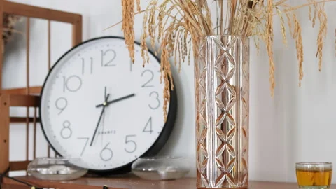 Wind rustling wheat spikes in vase. Stock Footage 308724838