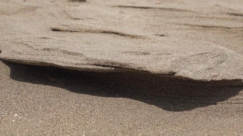 Wind shaped sand dune surface with carved ledge - Surface Detail and Web Header Stock Footage 339489137