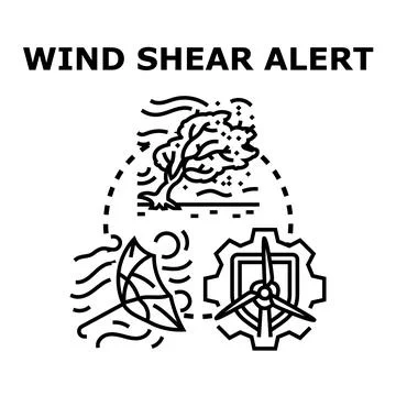 Wind shear alert concept vector illustration icon Stock Illustration