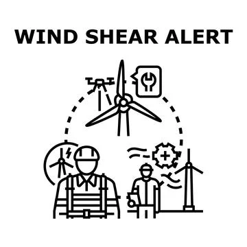 Wind shear alert for renewable energy turbine safety Stock Illustration