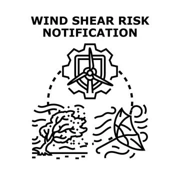Wind shear risk notification weather system icon concept Stock Illustration