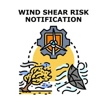 Wind shear risk notification weather system icon concept Stock Illustration