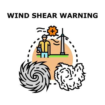 Wind shear warning concept with weather forecasting and turbine energy Stock Illustration
