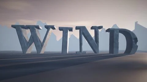 Wind Snow-Capped 3D Ice Text on a Frozen Glacier Stock Illustration