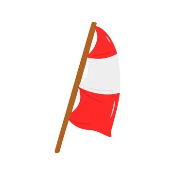 Wind Sock Style Red and White Indonesian Flag Stock Illustration