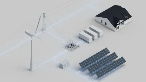 Wind Solar Battery Grid System Isometric Looping Video 動画素材 283383282