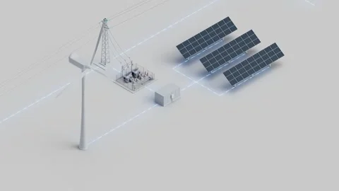 Wind Solar Grid Connection Isometric Looping Video 動画素材 283383274