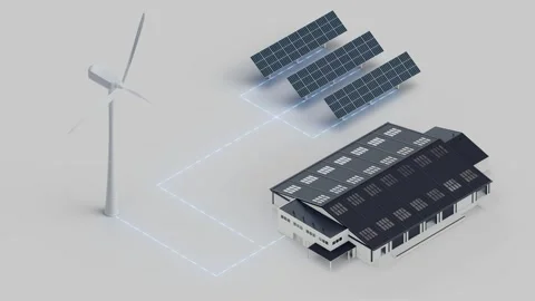 Wind Solar Powered Warehouse Isometric Looping Video 動画素材 283383314