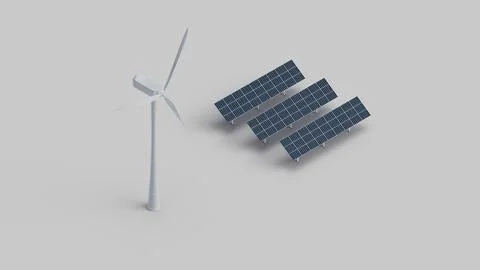 Wind Solar System Isometric View Stock Photos