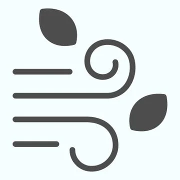 Wind solid icon. Cold blowing threads and leafs. Autumn season vector design 스톡 일러스트