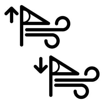 Wind speed increase and decrease vector icon. Black and white wind illustration 스톡 일러스트