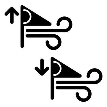 Wind speed increase and decrease vector icon. Black and white wind illustration 스톡 일러스트