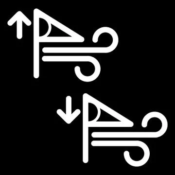 Wind speed increase and decrease vector icon. Black and white wind illustration Stock Illustration