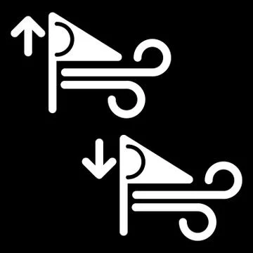 Wind speed increase and decrease vector icon. Black and white wind illustration Illustrazione stock
