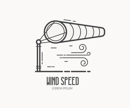 Wind Speed Logo with Windsock Illustrazione stock
