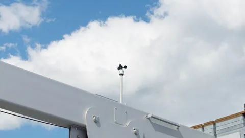 Wind Speed Sensor (Anemometer) Spinning Fast Stock Footage 290941282