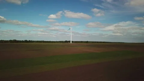 Wind station and blue sky aerial view Stock Footage 130473904
