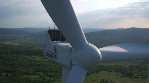 Wind station. Ecological construction of installed eco-friendly wind turbines Stock Footage 163253595