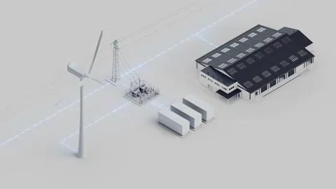 Wind Storage Grid Warehouse Connection Isometric Looping Video 動画素材 283383324