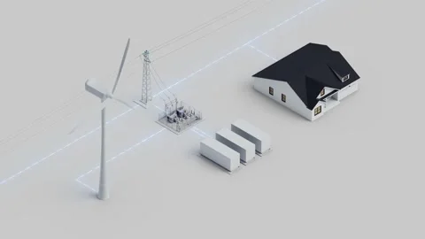 Wind Storage Home Grid Connection Isometric Looping Video 動画素材 283383291