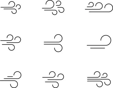 Wind stroke icon set isolated on transparent background vector illustration. Air Stock Illustration