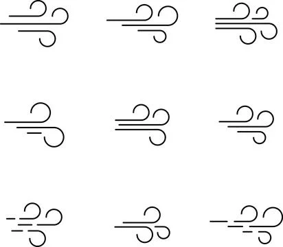 Wind stroke icon set isolated on transparent background vector illustration. Air 스톡 일러스트