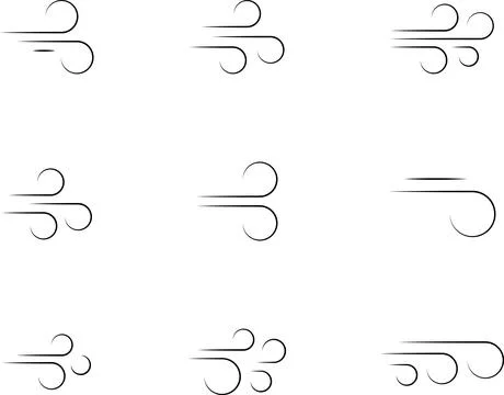 Wind stroke icon set isolated on transparent background vector illustration. Air Stock Illustration