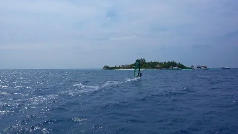 Wind Surfer Catching A Good Wind On Maldives Stock Footage 125980072