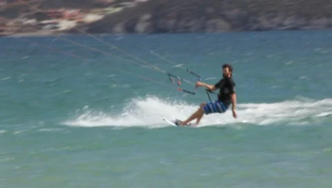 Wind Surfer Makes Waves (HD) co Stock Footage 1159823