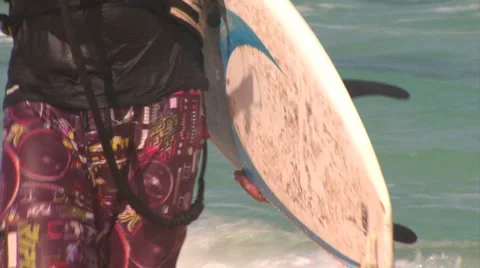 Wind surfer walking Stock Footage 1064934