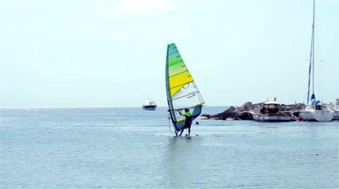 Wind Surfers Sailing Stock-Footage 43676863