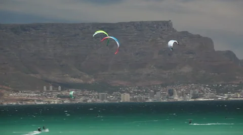 Wind surfers in the sea Stock Footage 56238140