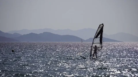 Wind Surfing Close Up Detail Stock Footage 80302385