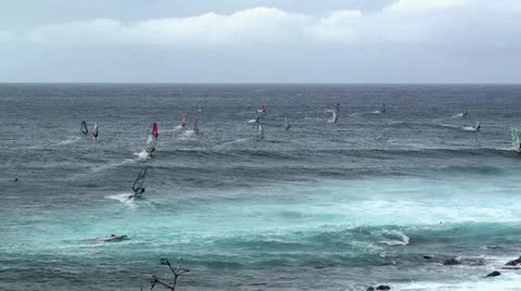 Wind Surfing in Hawaii Video stock 12586444
