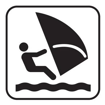 Wind surfing map symbol, national park pictogram Stock-Illustration