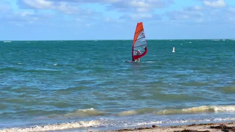 Wind surfing in Miami HD Stock Footage 167104315
