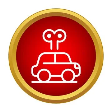 Wind up toy car red circle icon Illustrazione stock