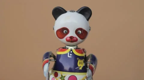 Wind-up Toy Panda Nodding Head Stock Footage 46179882