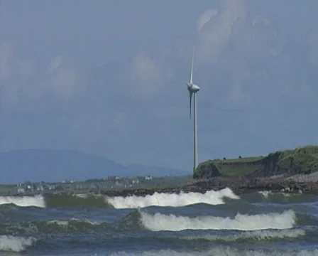 Wind trubine by the coast Stock Footage 605223