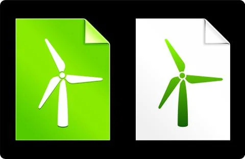 Wind Trubine on Paper Set Stock Illustration