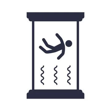 Wind tunnel flat icon on a white background. entertainment with gravity. float Stock Illustration