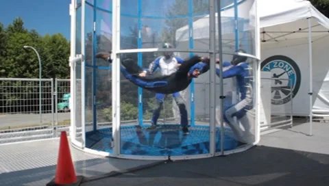 Wind tunnel fly zone skydiving simulator Stock Footage