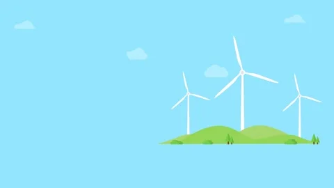 Wind turbine 2d animation Stock Footage 259963841