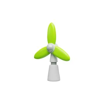 Wind turbine 3D cartoon vector icon, green windmill energy power generator,.. イラスト素材