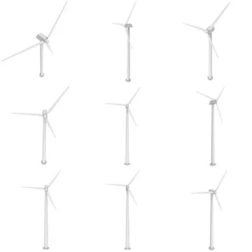 Wind turbine 3d render Stock Illustration